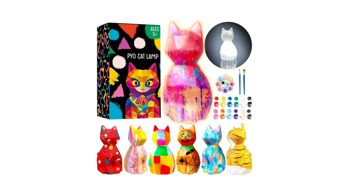 Goodyking Paint Your Own Cat Lamp Kit, Diy Cat Crafts