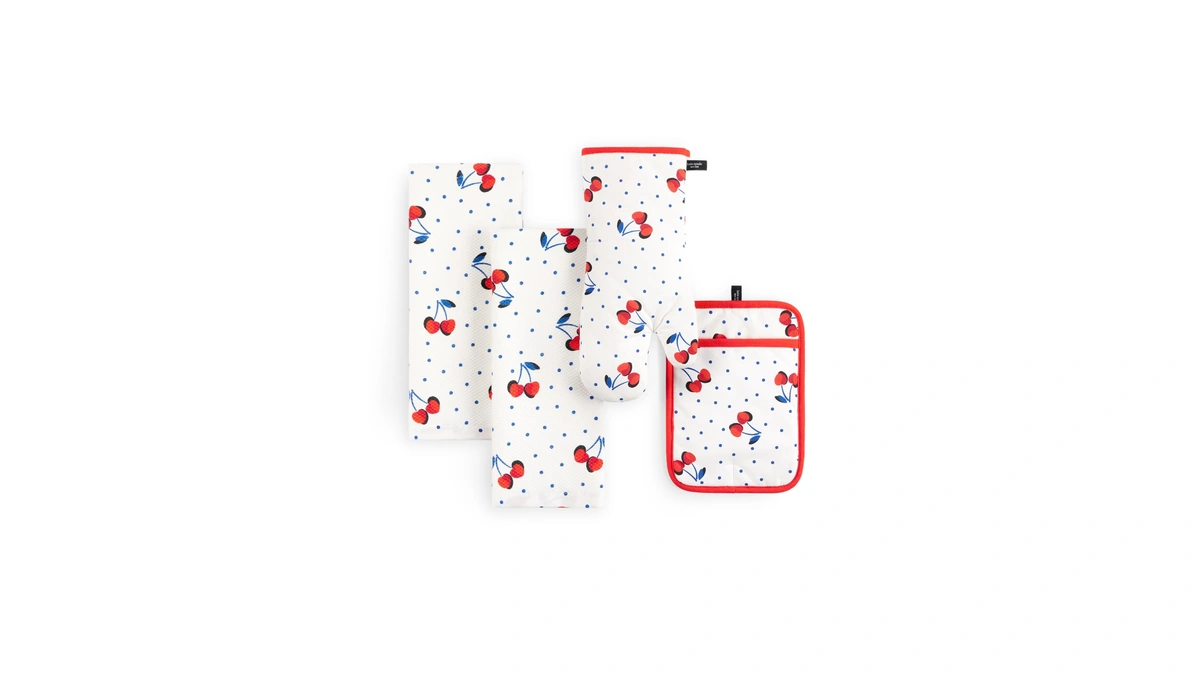 Kate Spade New York Cherry Dot Kitchen Towel, Oven Mitt