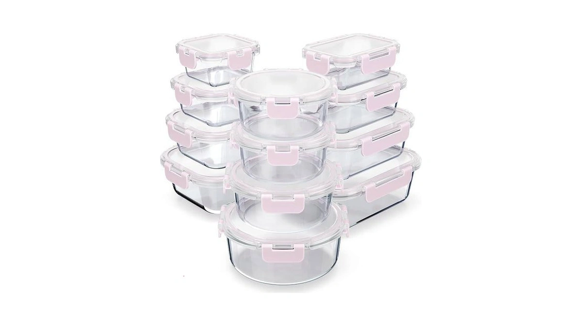 Bakken Borosilicate Glass Food Storage Containers With Lids 24 Pieces,