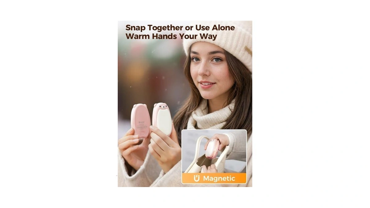 Sweetfull Hand Warmers Rechargeable, 2-in-1 Magnetic Bear Electric - Pink