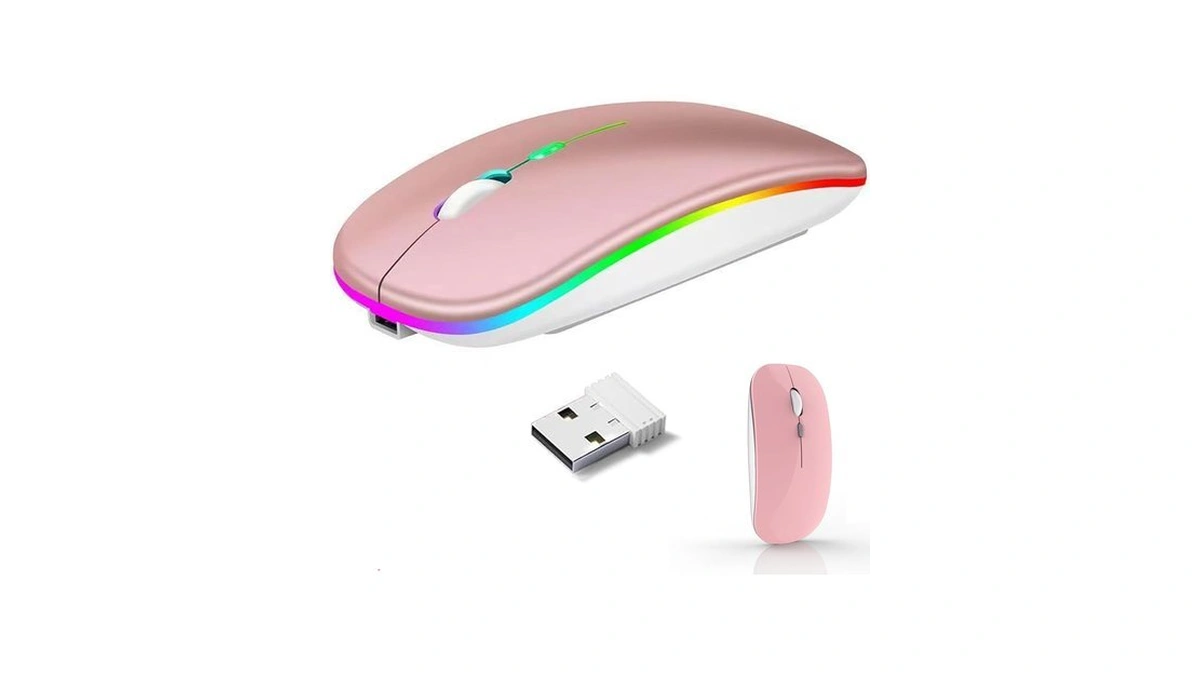 Looboaky Led Wireless Mouse, Rechargeable Bluetooth Mouse, Slim Portable Computer