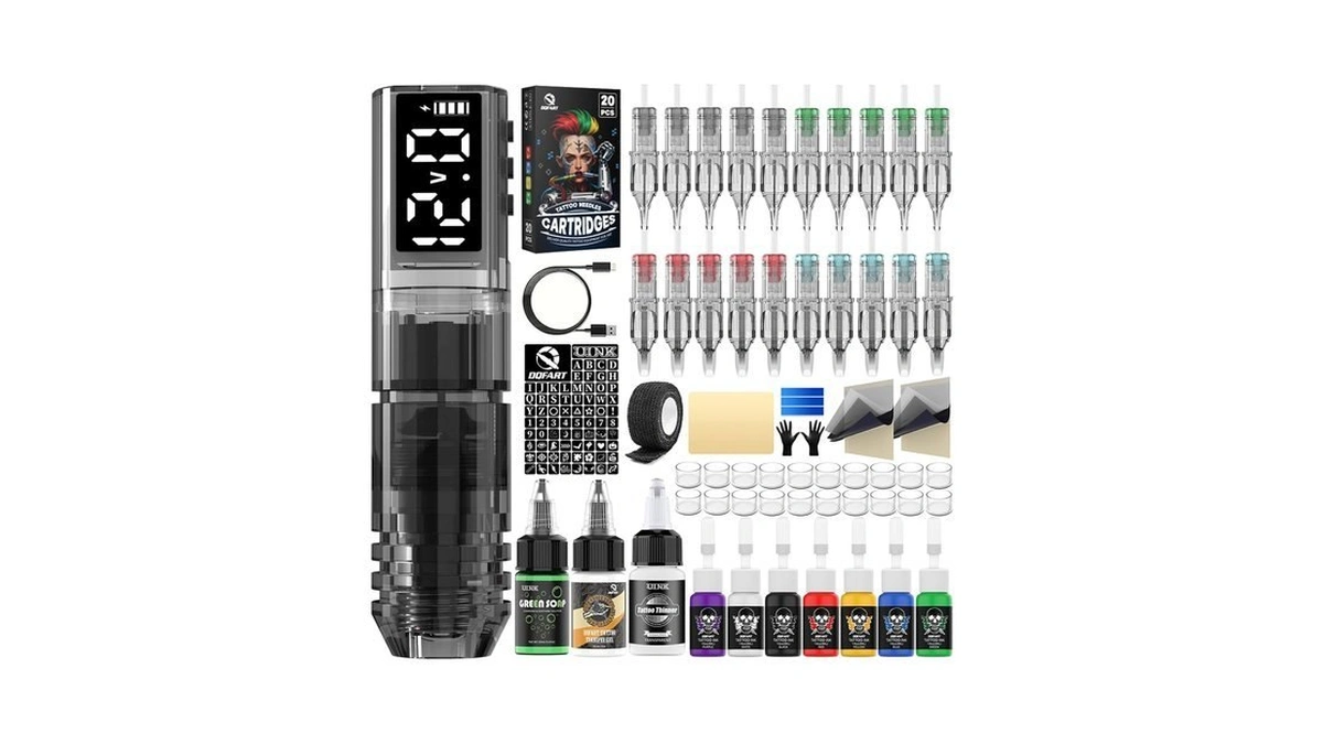 Wireless Tattoo Gun Kit For Beginners, 1500mah Cordless Tattoo Gun