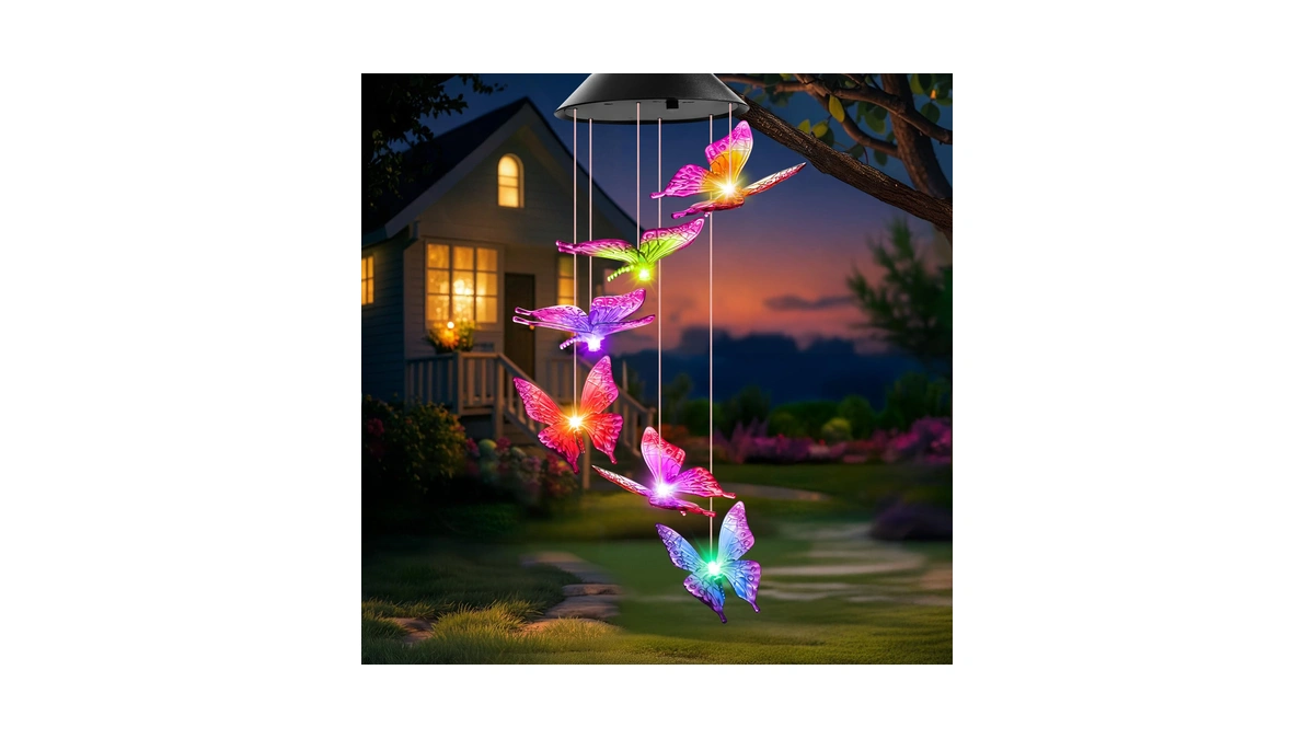 Winzwon Solar Wind Chimes, Christmas Gardening Butterfly Gifts For Women