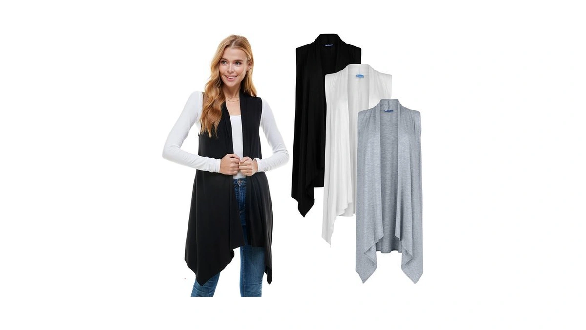 Azules Sleeveless Cardigan For Women, Soft Lightweight Duster Open Front