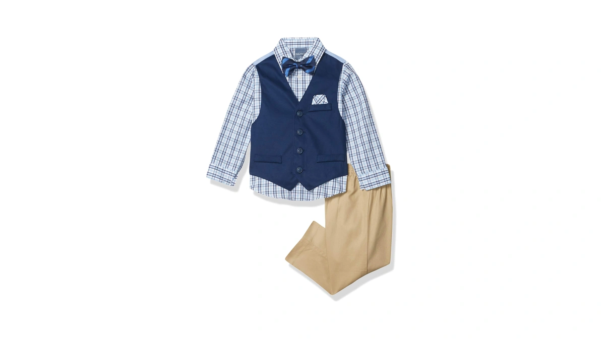 Nautica Boys' 4-piece Vest Set With Dress Shirt, Bow Tie,