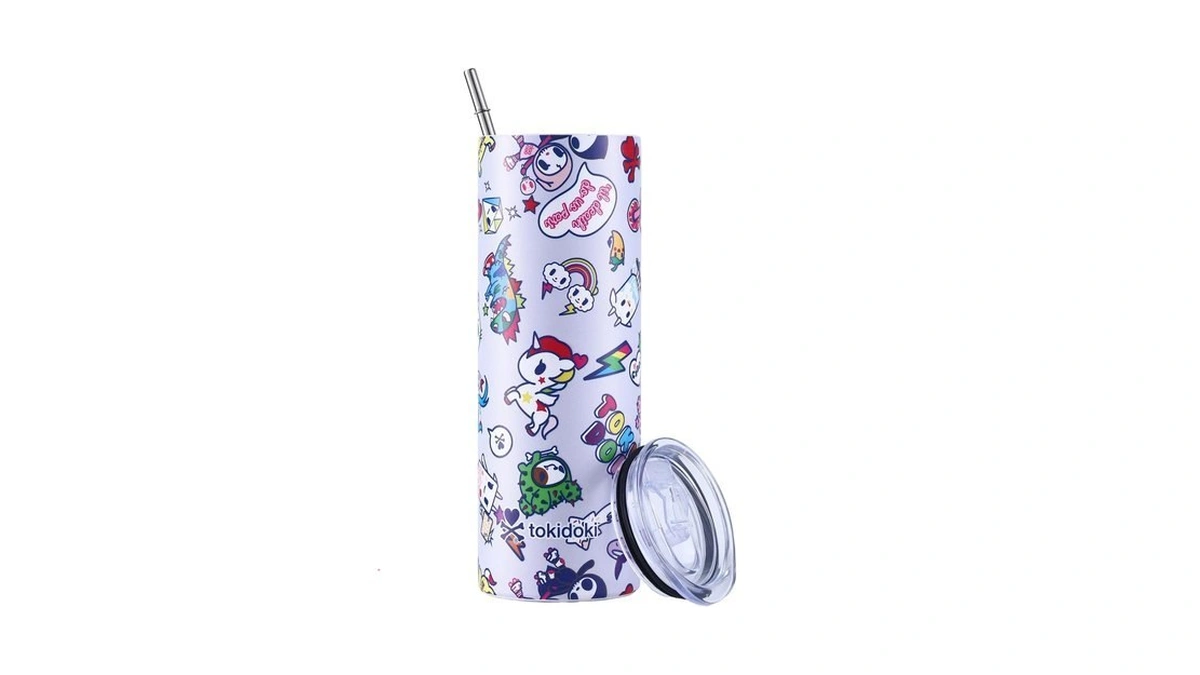 Tokidoki Skinny Insulated Tumbler With Straw 20 Oz Stainless Steel