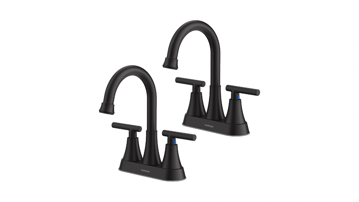 Matte Black Bathroom Faucets, Hurran 4 Inch Centerset 2-handle Lead-free