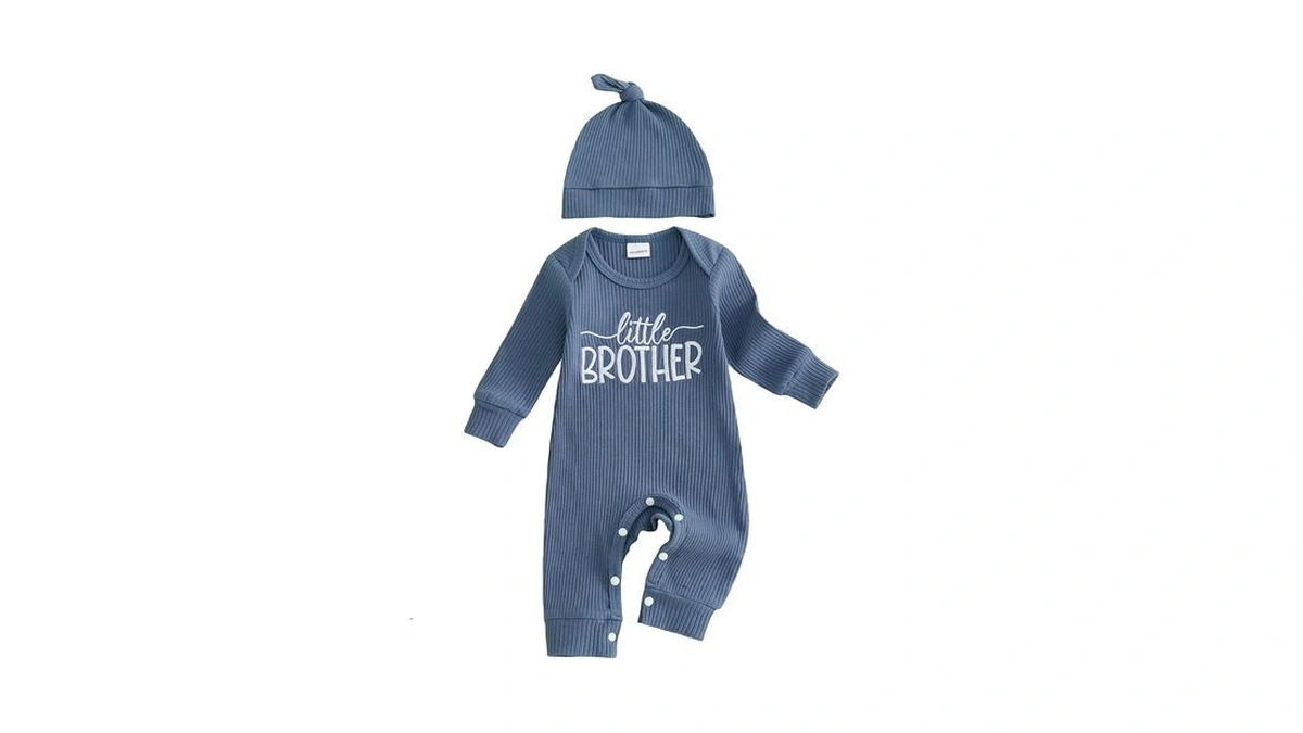 Allshope Newborn Baby Boy Fall Outfit Romper Little Brother Lil