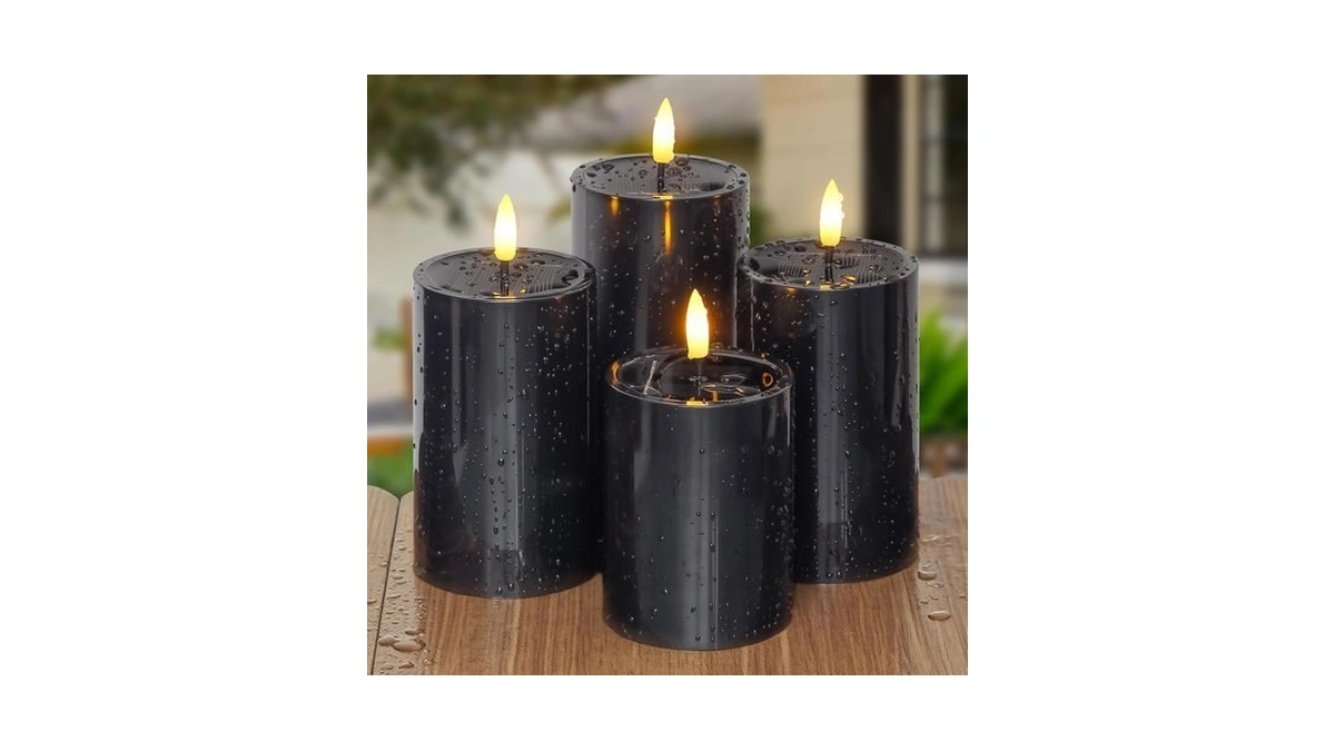 Mavandes Solar Powered Waterproof Flameless Pillar Candles With Candle Grease,