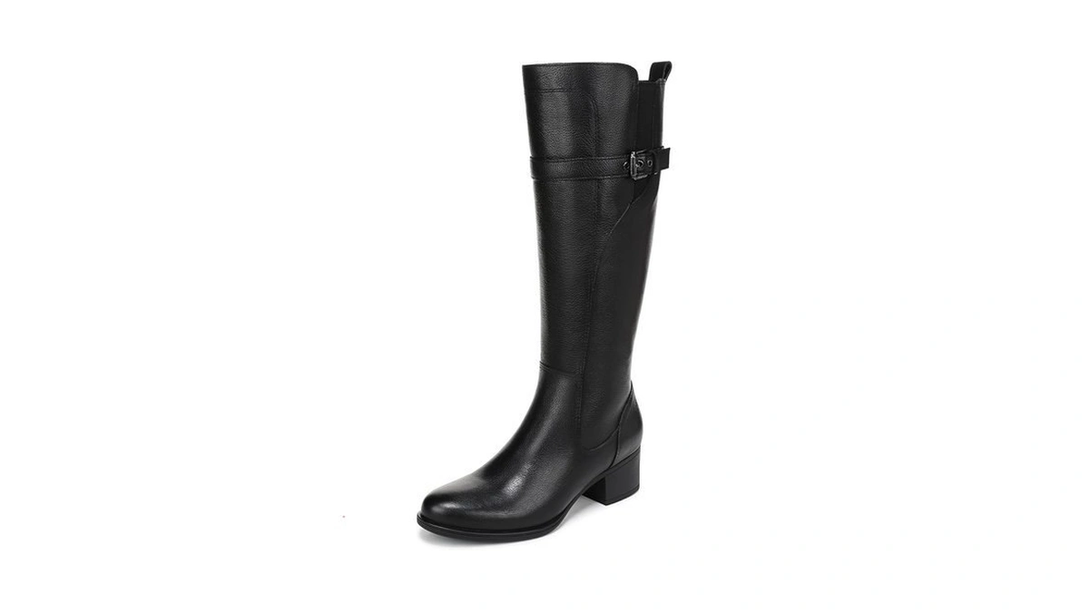 Naturalizer Women's Kenna Extra Wide Calf Western Boot Black Leather