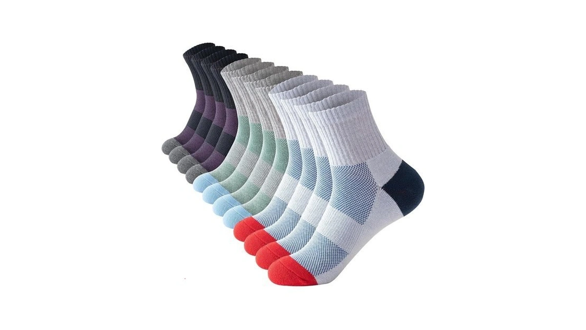 Mottee&zconia Men‘s Cushioned Crew Socks - Breathable Athletic With Arch