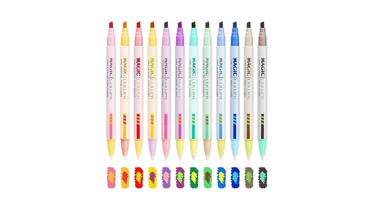 12 Colors Dual Tip Color Changing Highlighter For Kids Adult
