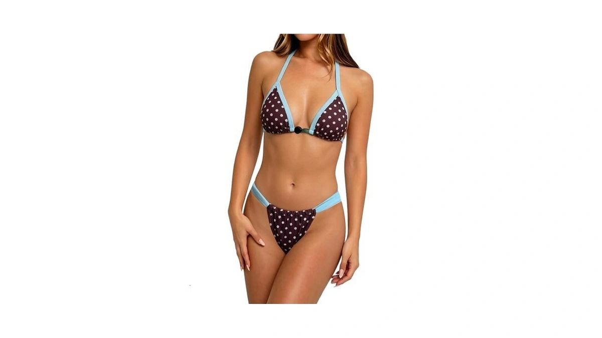 Futlu Women's Thong Bikini Set Quick Dry Tie Back String