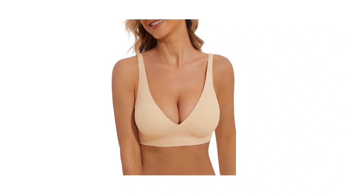 Deep V Bras Wireless Push Up Bralette Padded Seamless Jelly