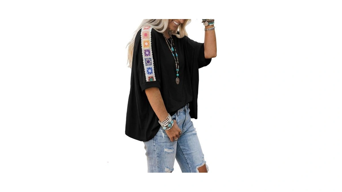 Dokotoo Summer Short Sleeve Shirts For Women Lace Boho Womens