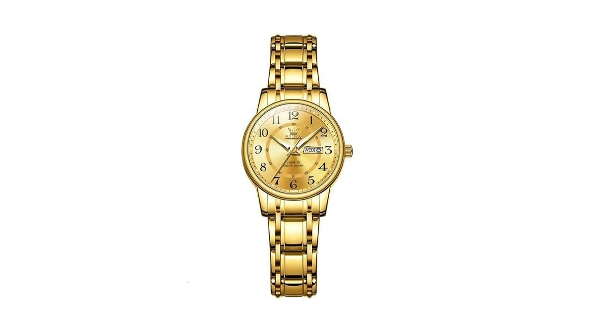 Olevs Gold Dress Women's Watch With Date Fashion Quartz Elegant