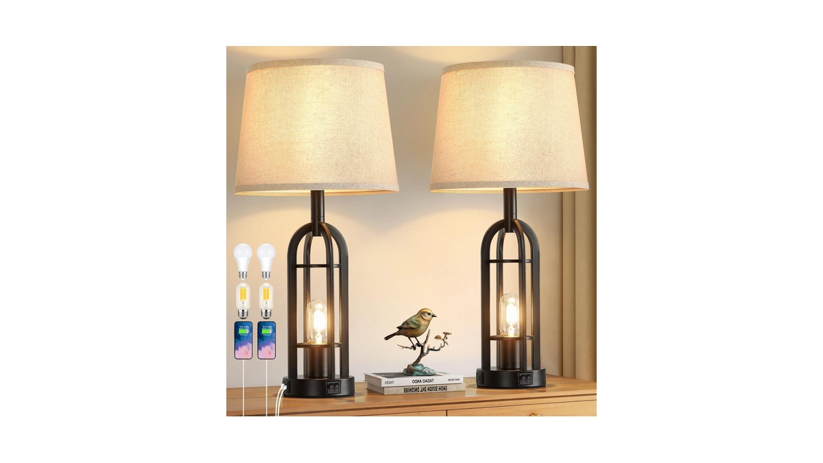 Srjja Black Table Lamps For Living Room Set Of 2