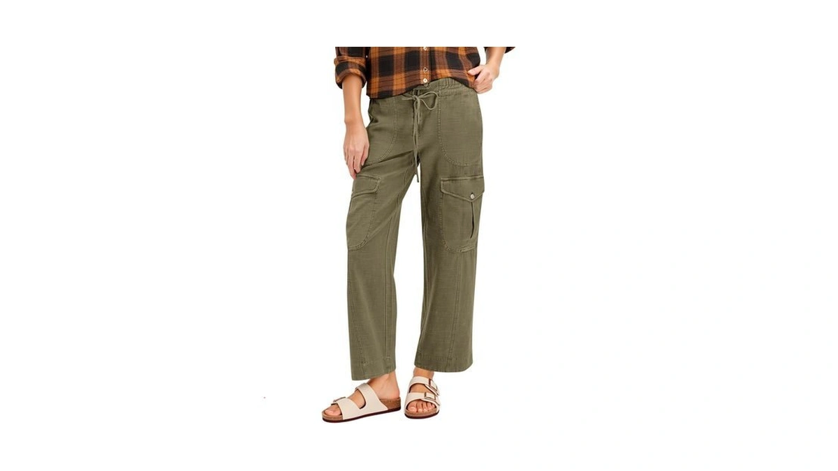 Cicy Bell Womens High Waisted Cargo Pants Straight Leg Ankle