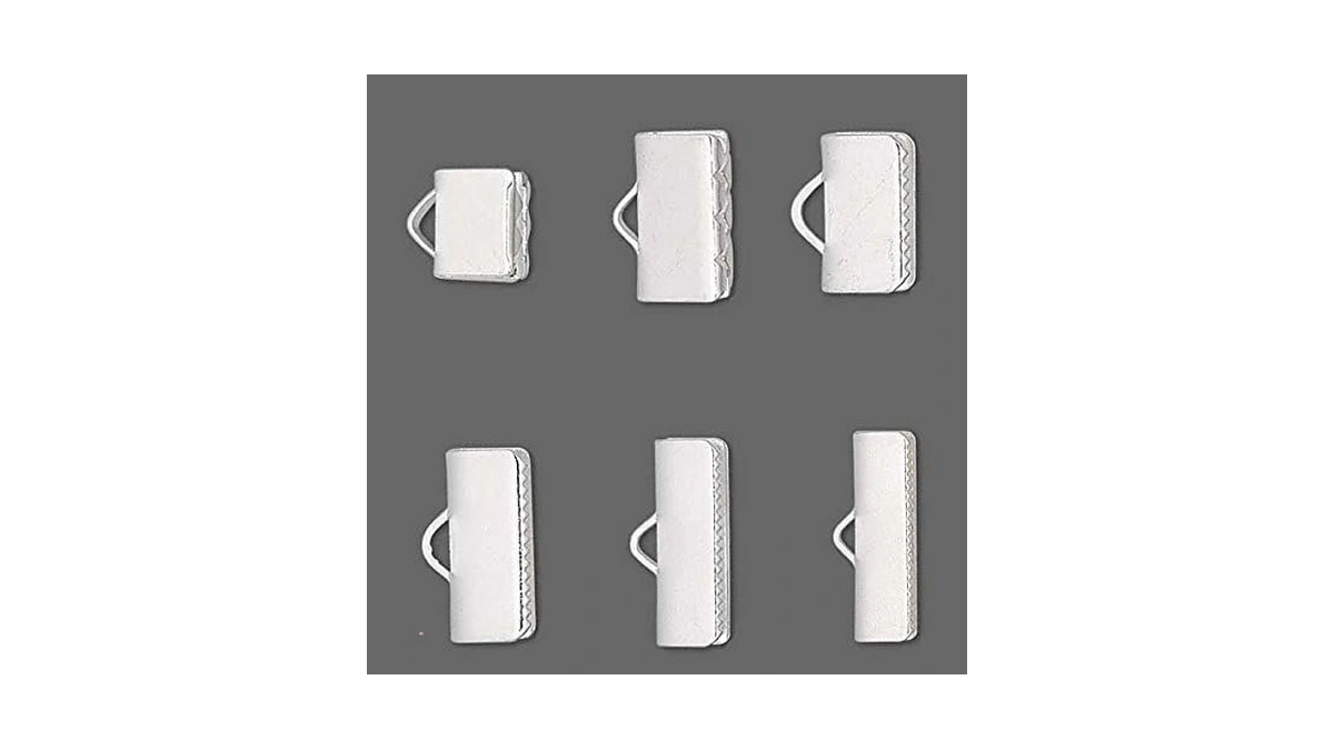 10 Smooth Silver Plated Crimp End Findings With Teeth For