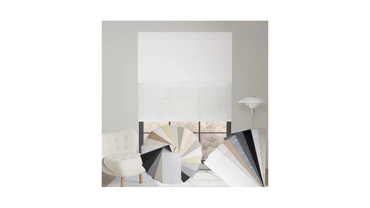 Uilvffo Motorized Dual Shades Fabric Sample, Blackout & Light Filtering