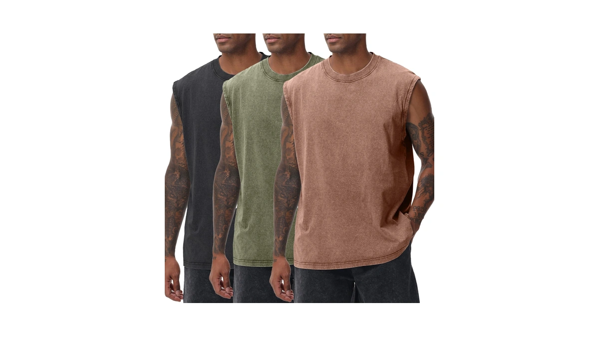 Snowelve 3 Pack Mens Workout Tank Tops Sleeveless Tee Shirts
