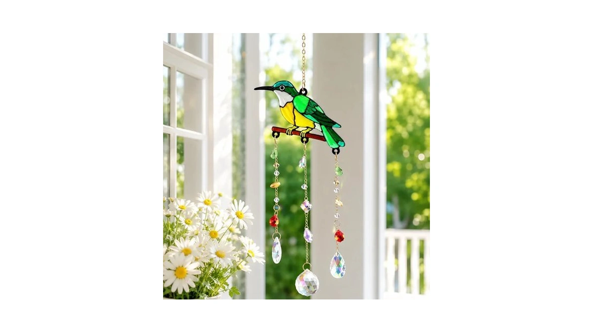 Stained Glass Hummingbird Suncatcher Crystal Hummingbird Gift Bird Decor
