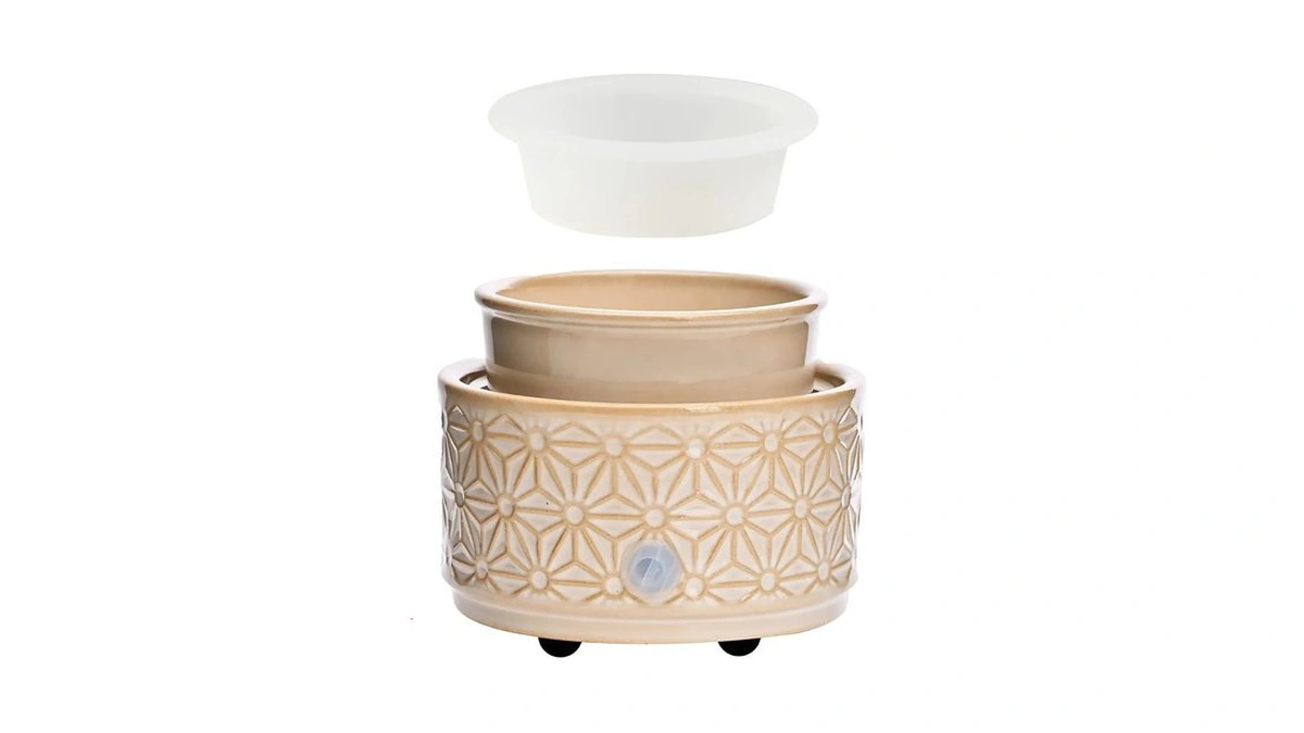 Asawasa Candle Wax Melt Warmer With Silicone Liner(white Hexagon Pattern)