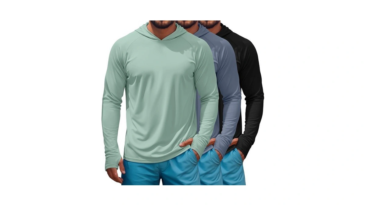 Locoowai 3 Pack Men's Sun Protection Hoodies, 3-color, X-large