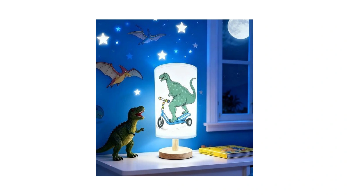 Gftdns Dinosaur Lamp, Dinosaur Decor Boys Room, 3 Color Night