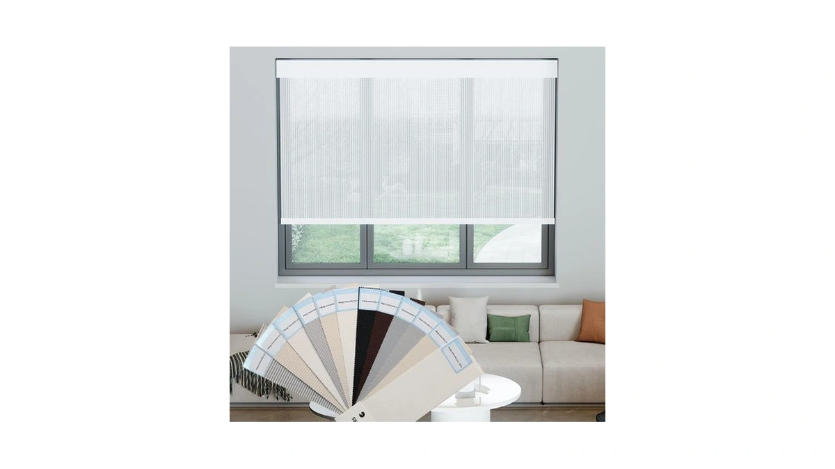 Uilvffo Light Filtering Smart Solar Roller Shades, Multicolor Fabric Samples