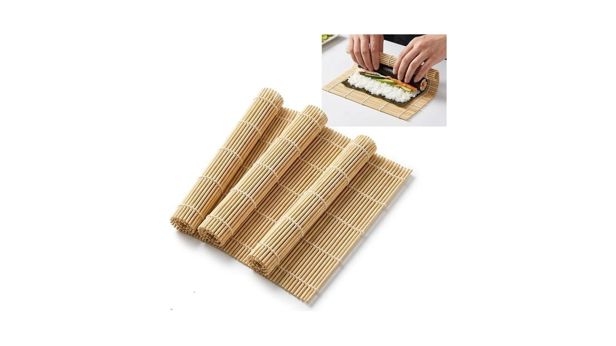 Nypric Bamboo Sushi Rolling Mat, 9.5 X 9.5 Inch, Natural,