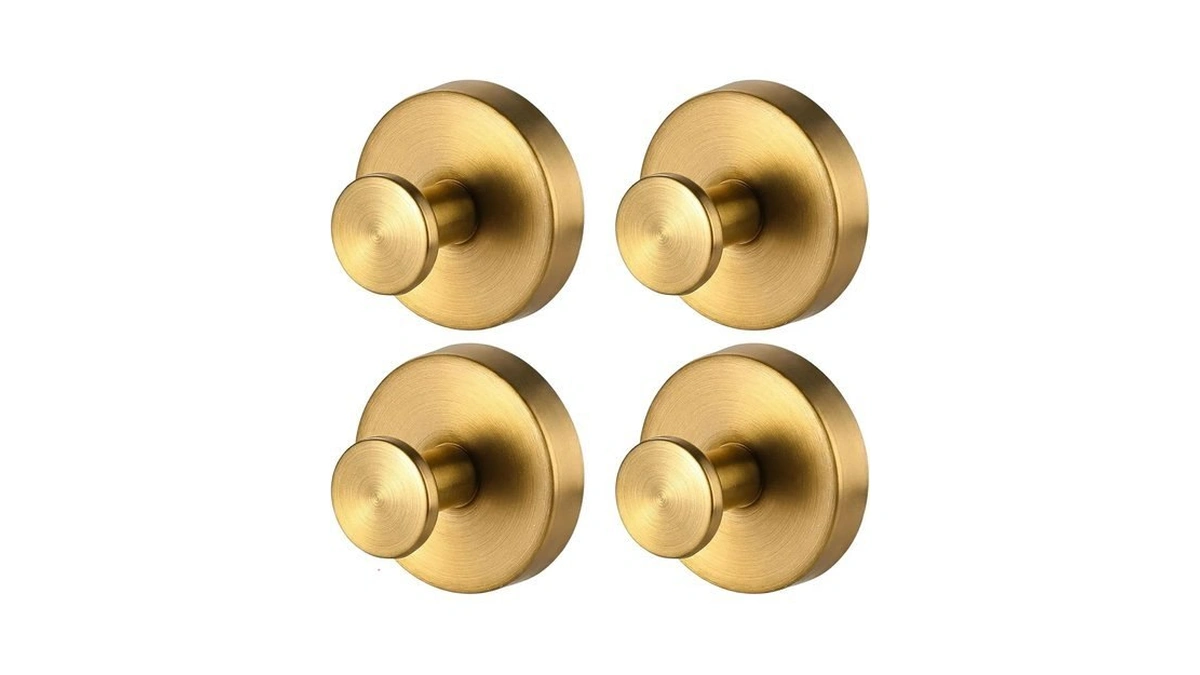 Shuielai 4 Pack Gold Stainless Steel Suction Cup Hooks, 11lbs