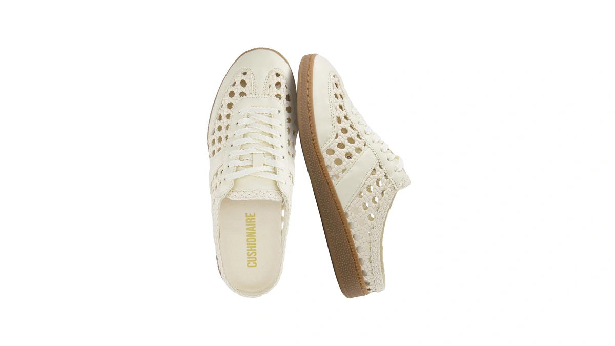 Cushionaire Buffy Woven Slip On Backless Sneaker Mules For Women,