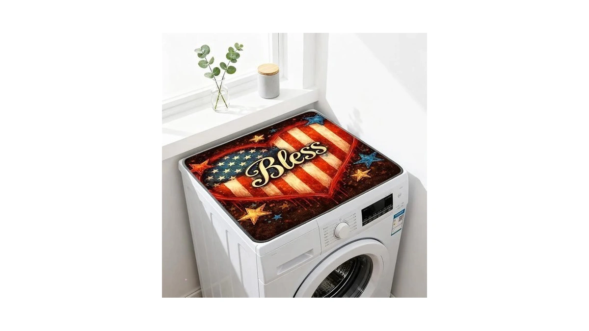 Nuxovilar Flag Heart Washer And Dryer Topper 23.6x19.7in Polyester Mat