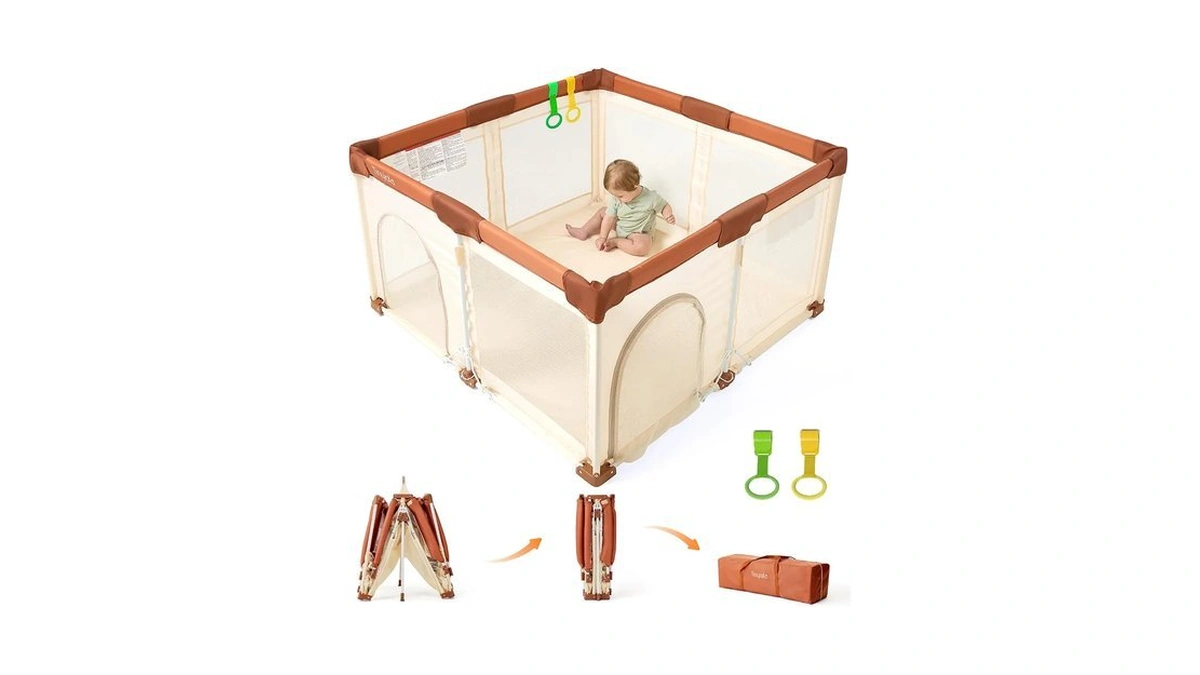 Tinyiota Foldable Baby Playpen, 50x50 Inch Portable Play Yard For