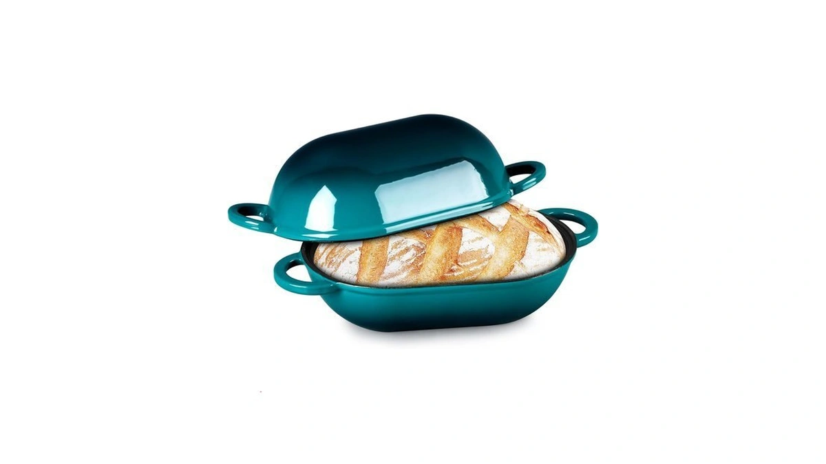 Teamfar Enameled Cast Iron Bread Loaf Pan, 2 Qt Oval
