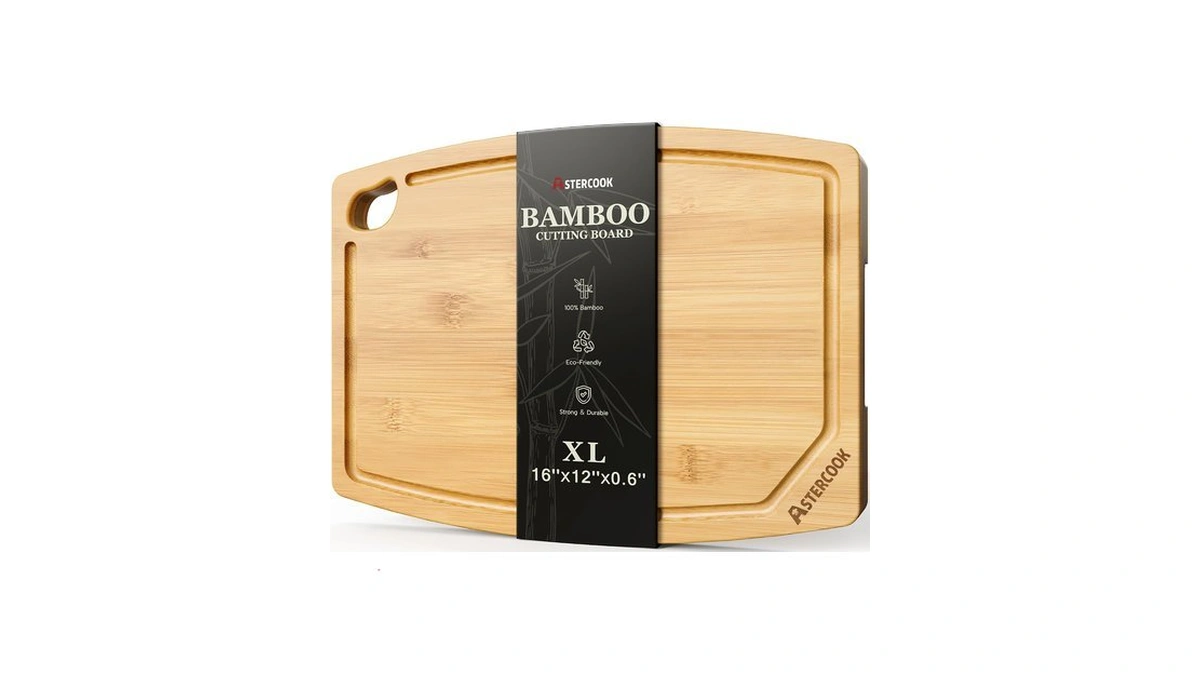Astercook Large Bamboo Cutting Board, Natural Bamboo Chopping Board With