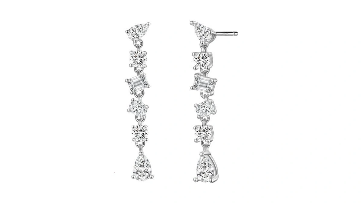 Eamti Bridal Wedding Earrings Cubic Zirconia Dangle Earrings For Women