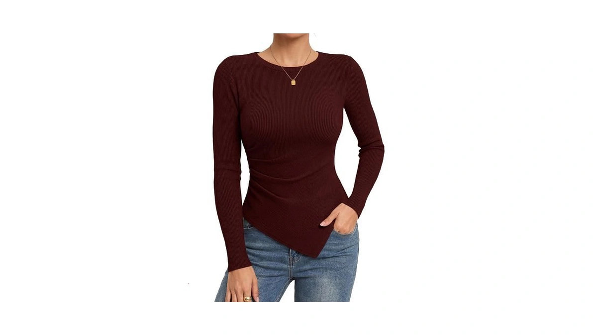 Grace Karin Womens Long Sleeve Tops Ribbed Knit Basic Blouses