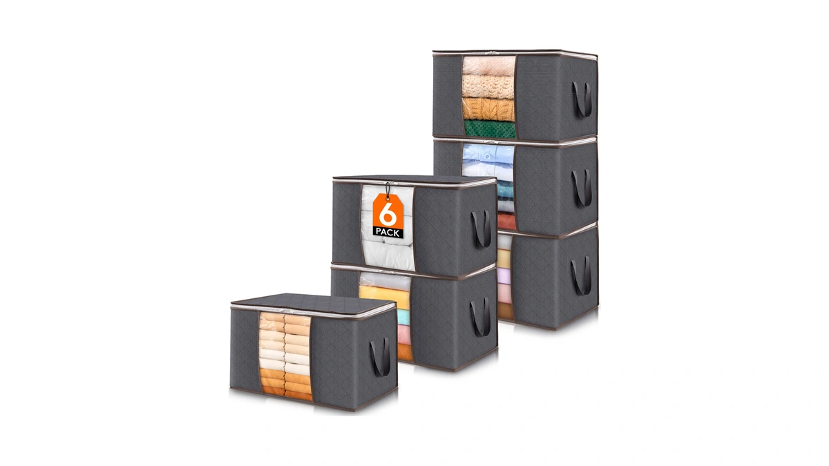 Lifewit 6 Pack Clothes Storage Bins With Lids, Foldable Blanket