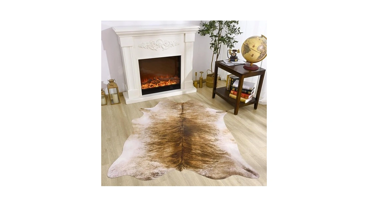 Amearea Faux Cow Hide Rug 6.2x5.2, Premium Western Home Decor