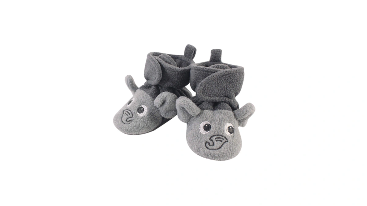 Hudson Baby Unisex Baby Cozy Fleece Booties Heather Gray Elephant,
