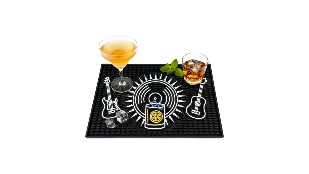 Neon Tiki Black Bar Mat 18 X 12 Inch -