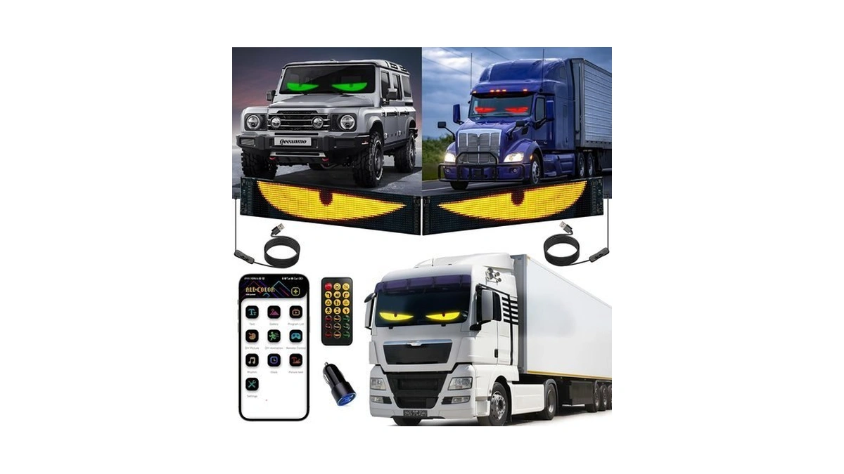 2pcs Programmable Led Eyes For Car Windshield, 23"x5" Rgb Led