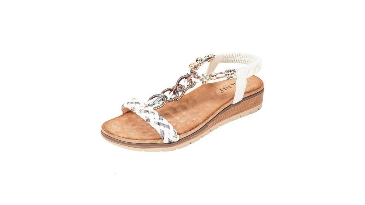 Qbcldf Women's Wedge Sandals Open Toe Elastic Ankle Strap Braided