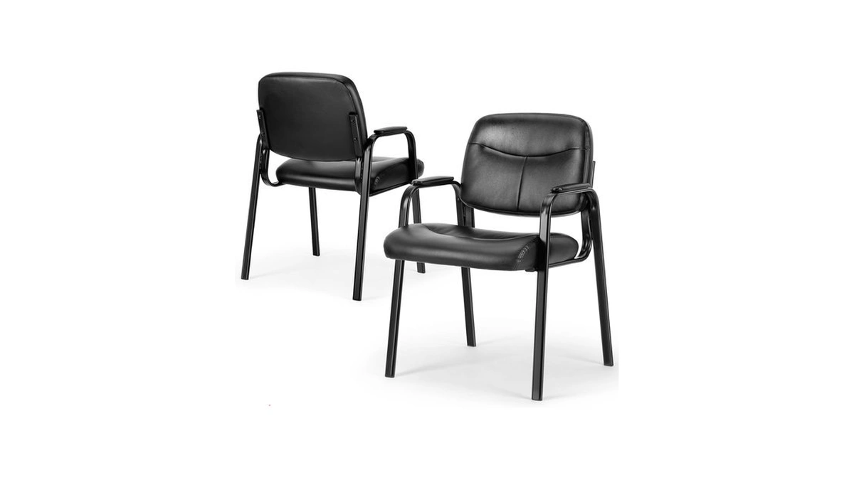 Simple Deluxe Leather Guest Chair With Padded Arm, Waiting Room