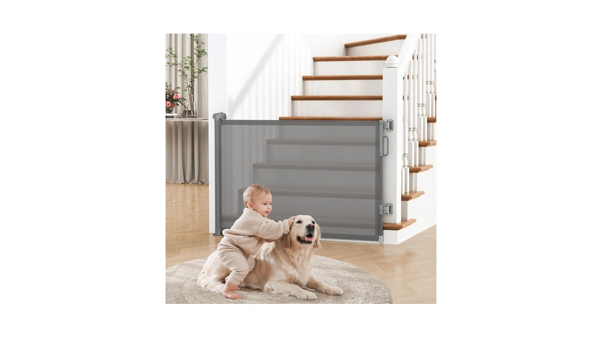 Cideny Retractable Baby Gate For Stairs & Doorways, Dog Gate