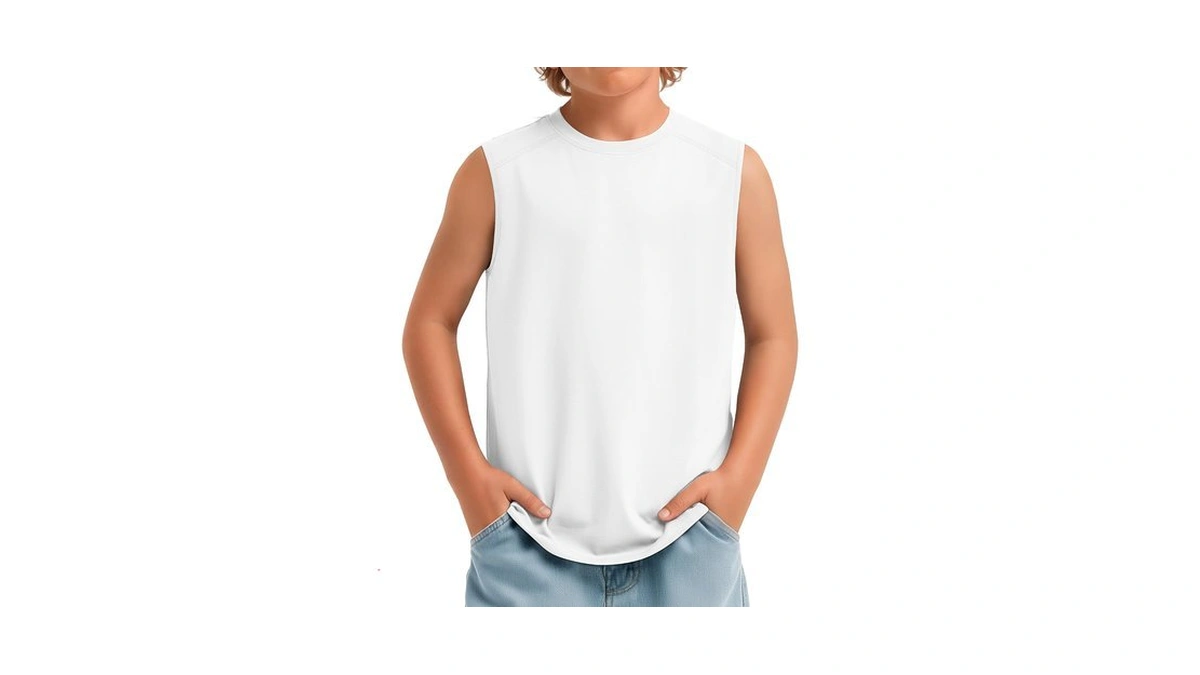 Joymotion Boys Sleeveless Tank Top, White, 5-6 Years