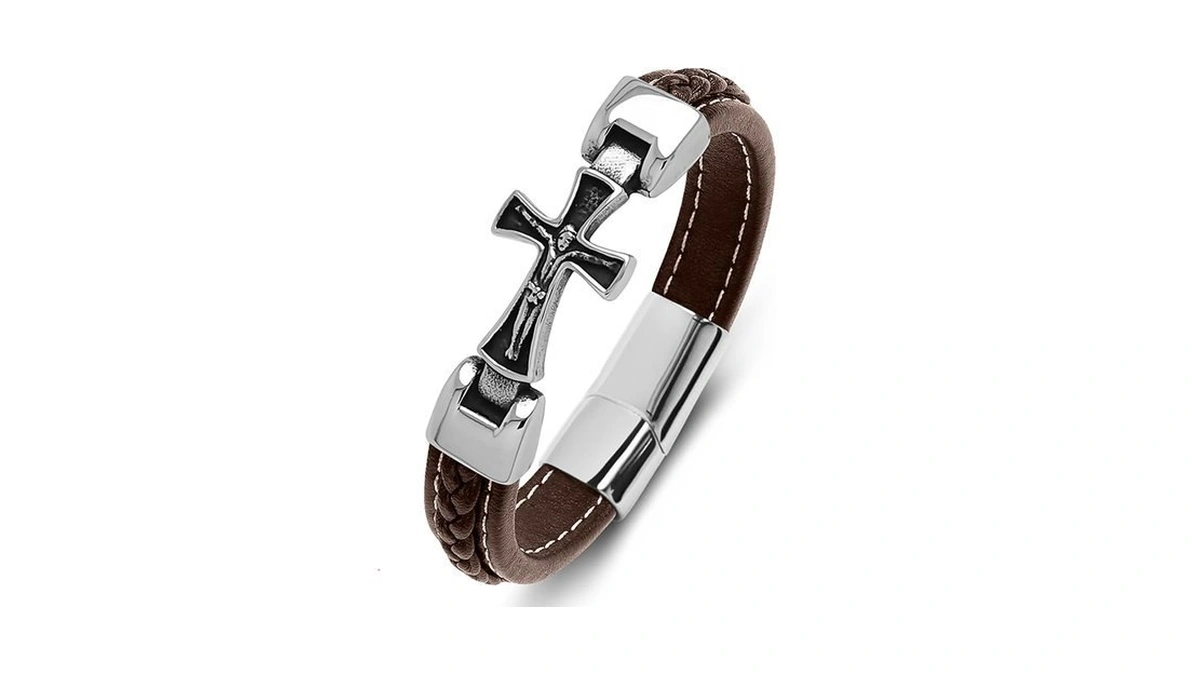 Va Jent Jesus Cross Bracelet For Men, Christian Faith Religious