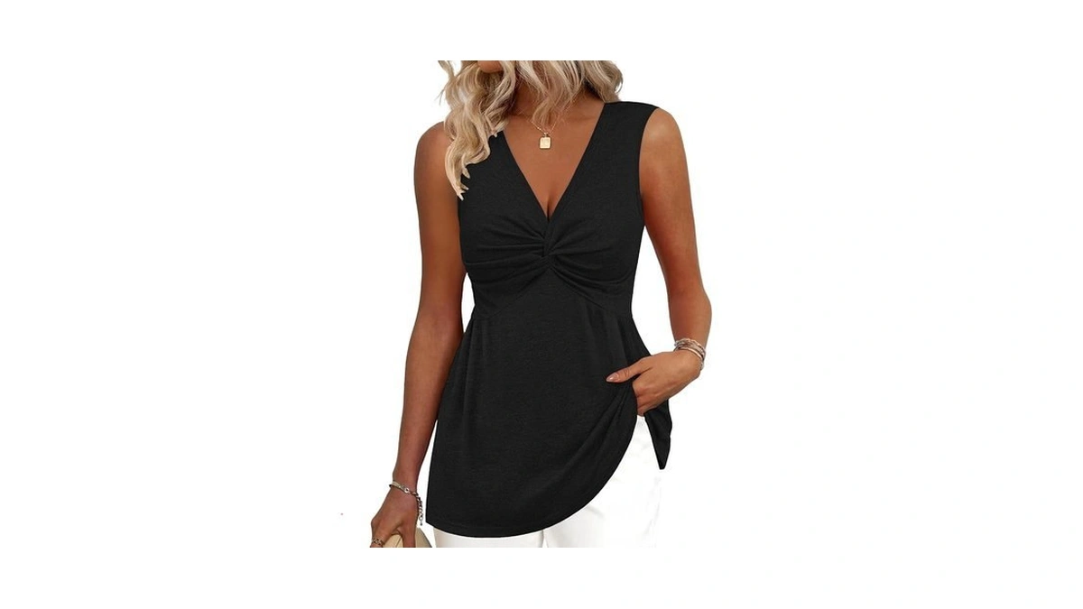 Siyaacg Womens Tank Tops Flowy V Neck Peplum Tops For